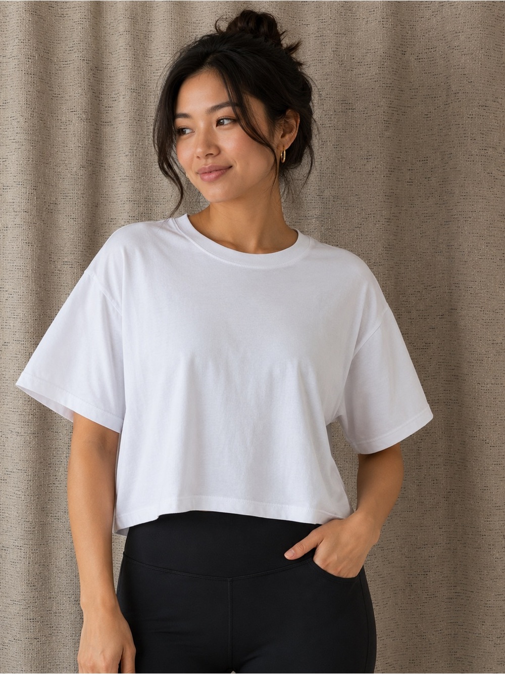 Fabletics White Cropped Boxy Tee